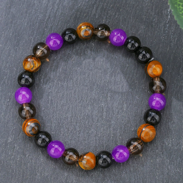 Wholesale Stone Wood Chip Weathered Beads Elastic Bracelet Handmade Geometric Jewelry Unisex