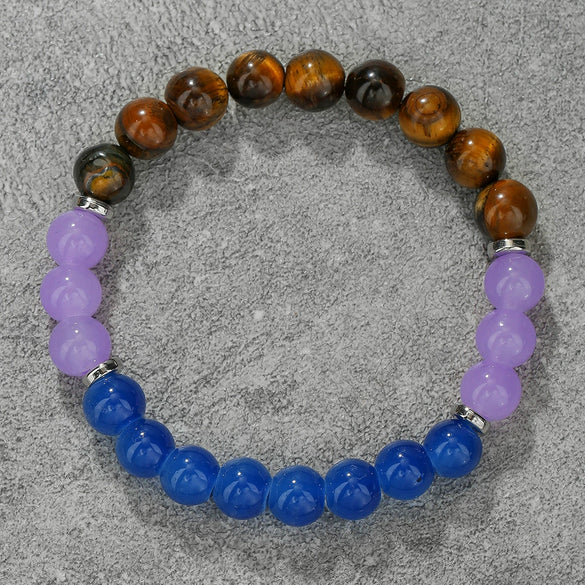 Wholesale Stone Wood Chip Weathered Beads Elastic Bracelet Handmade Geometric Jewelry Unisex