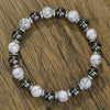 Wholesale Stone Wood Chip Weathered Beads Elastic Bracelet Handmade Geometric Jewelry Unisex