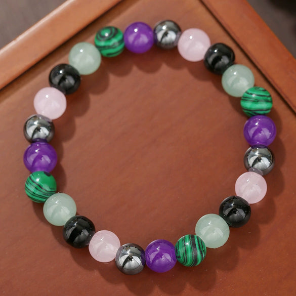 Wholesale Stone Wood Chip Weathered Beads Elastic Bracelet Handmade Geometric Jewelry Unisex