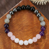 Wholesale Stone Wood Chip Weathered Beads Elastic Bracelet Handmade Geometric Jewelry Unisex
