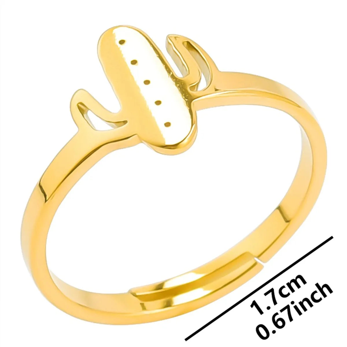 Wholesale Jewelry Streetwear Cactus 304 Stainless Steel 18K Gold Plated Open Ring