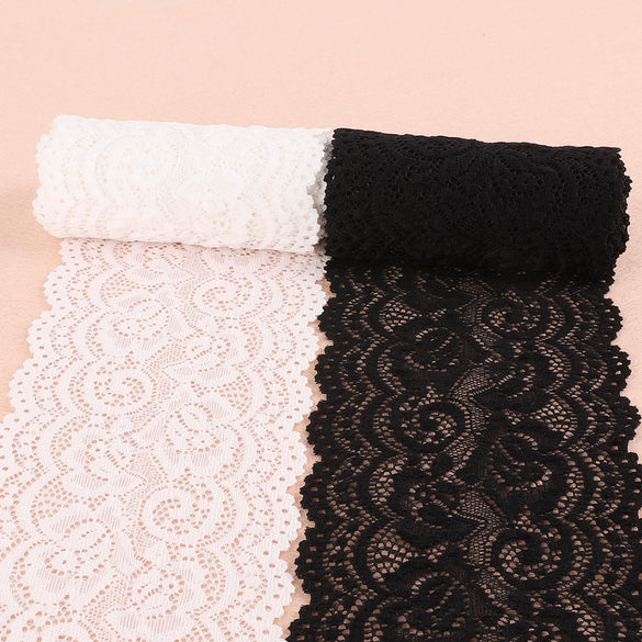 Wholesale Stretch Lace Ribbon Handmade Clothing And Bag Accessories Material In Black And White