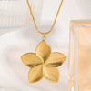 Wholesale Striped Flower Stainless Steel Jewelry Set With Pearl Ring Earrings And Necklace Pvd Furnace Vacuum Real Gold Plated