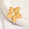 Wholesale Striped Flower Stainless Steel Jewelry Set With Pearl Ring Earrings And Necklace Pvd Furnace Vacuum Real Gold Plated