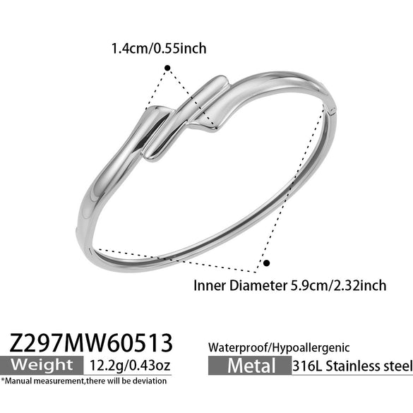 Wholesale Striped Geometric Stainless Steel Electroplated 18K Gold Openended Thin Bracelet Jewelry