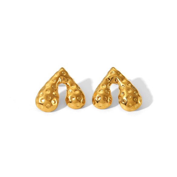 Wholesale Striped Smooth Polished Stainless Steel Earrings With Butterfly Design High Sense Style Pvd Furnace Real Gold Electroplating