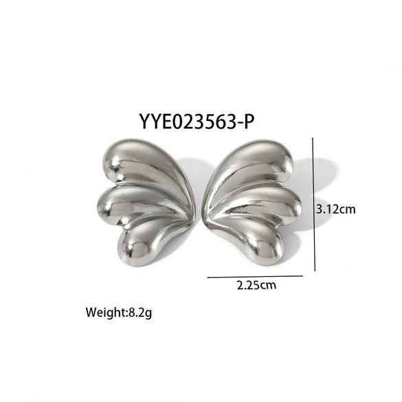 Wholesale Striped Smooth Polished Stainless Steel Earrings With Butterfly Design High Sense Style Pvd Furnace Real Gold Electroplating