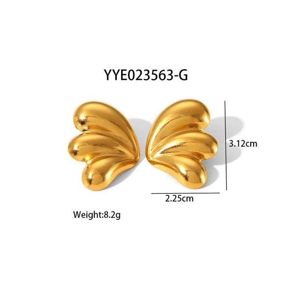 Wholesale Striped Smooth Polished Stainless Steel Earrings With Butterfly Design High Sense Style Pvd Furnace Real Gold Electroplating