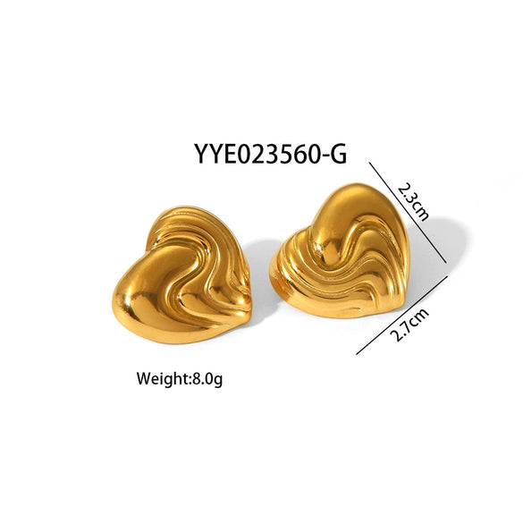 Wholesale Striped Smooth Stainless Steel Earrings With Geometric Design And Pvd Furnace Real Gold Electroplating For Women