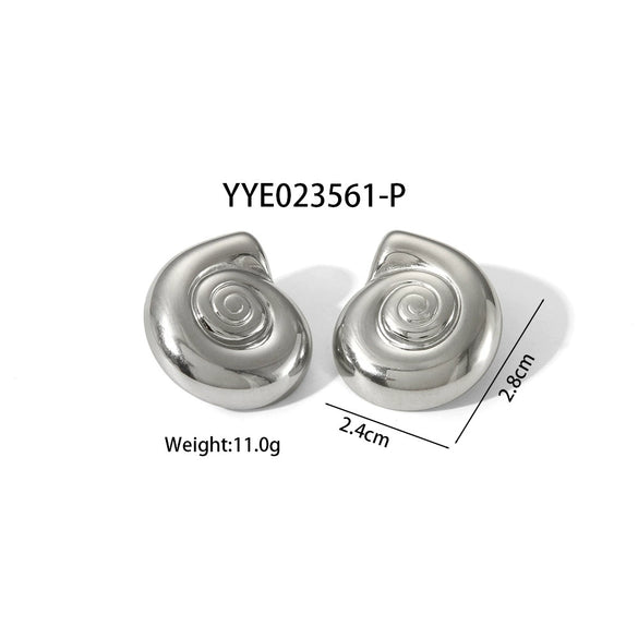 Wholesale Striped Smooth Stainless Steel Earrings With Geometric Design And Pvd Furnace Real Gold Electroplating For Women