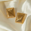 Wholesale Striped Symmetrical Stainless Steel Earrings With Geometric Pattern And 18K Gold Electroplating For Women Simple Niche Design