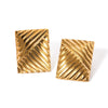 Wholesale Striped Symmetrical Stainless Steel Earrings With Geometric Pattern And 18K Gold Electroplating For Women Simple Niche Design