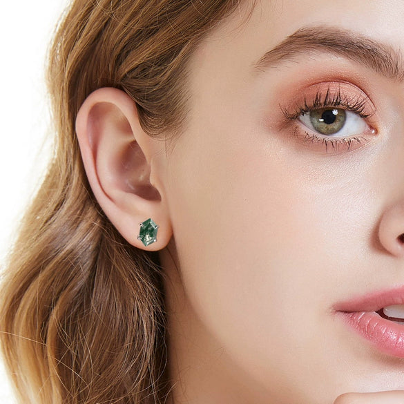 Wholesale Stud Earrings Agate 925 Silver Geometric Design For Women