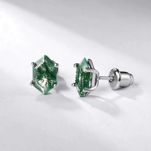Wholesale Stud Earrings Agate 925 Silver Geometric Design For Women