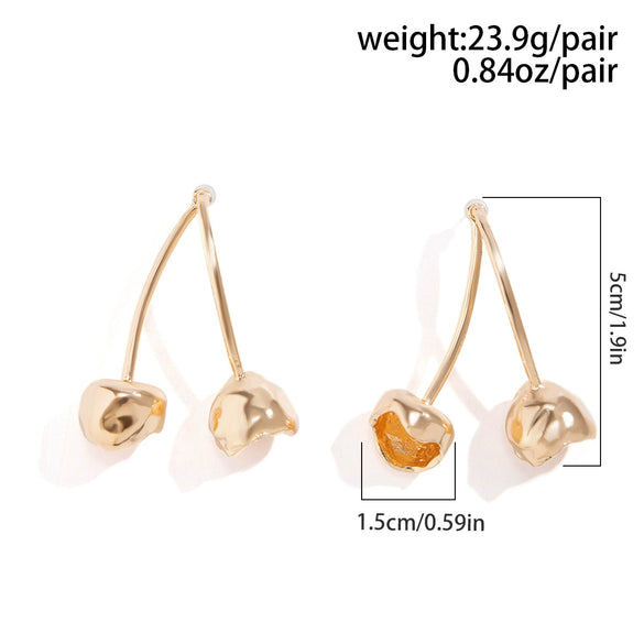 Wholesale Stud Earrings Alloy Fruit Red Cherry Sweet Style Electroplated For Women