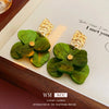 Wholesale Stud Earrings Alloy Green Flower Geometric Light Luxury Electroplating For Women