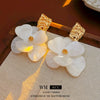 Wholesale Stud Earrings Alloy Green Flower Geometric Light Luxury Electroplating For Women