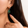 Wholesale Stud Earrings Alloy Green Micro Inlaid Rhinestone Geometric Letter Design Retro For Women
