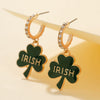 Wholesale Stud Earrings Alloy Green Micro Inlaid Rhinestone Geometric Letter Design Retro For Women