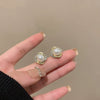 Wholesale Stud Earrings Alloy S925 Silver Needle Flower Pearl Geometric Electroplated For Women Light Luxury Natural Niche Design