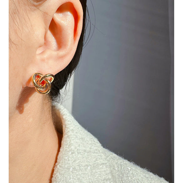 Wholesale Stud Earrings Brass 225 Silver Needle Geometric Hollow Electroplating Design For Women