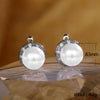 Wholesale Stud Earrings Copper Geometric Round Zircon Artificial Pearl For Women