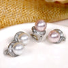 Wholesale Stud Earrings Copper Geometric Round Zircon Artificial Pearl For Women