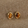 Wholesale Stud Earrings Copper Geometric Style Electroplating Tiger Eye Stone Ear Jewelry For Women