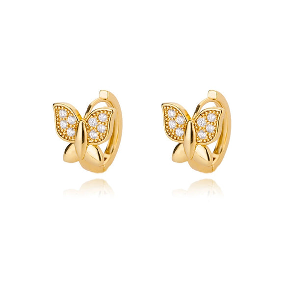 Wholesale Stud Earrings Copper Gold Platinum Electroplated Heart Shape Butterfly Zircon For Women