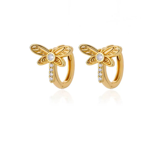Wholesale Stud Earrings Copper Gold Platinum Electroplated Heart Shape Butterfly Zircon For Women