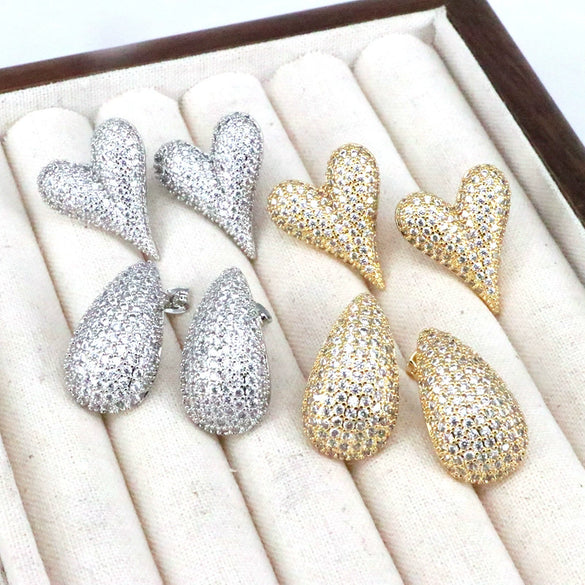 Wholesale Stud Earrings Copper Heart Shape Geometric Electroplating For Women