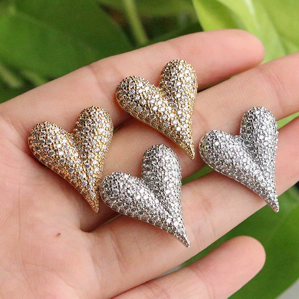 Wholesale Stud Earrings Copper Heart Shape Geometric Electroplating For Women