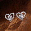 Wholesale Stud Earrings Copper Heart Shaped Inlaid Zircon For Women Simple Style