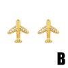 Wholesale Stud Earrings Copper Inlaid With Zircon Geometric Crown Style For Women