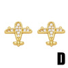 Wholesale Stud Earrings Copper Inlaid With Zircon Geometric Crown Style For Women