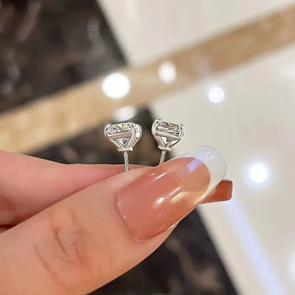 Wholesale Stud Earrings Copper Inlaid Zircon Geometric Square Simple Style For Women
