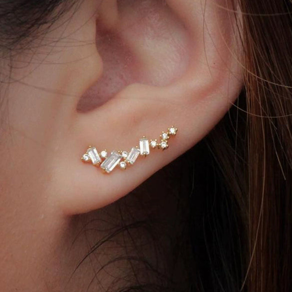 Wholesale Stud Earrings Copper Inlaid Zircon Geometric Style For Women