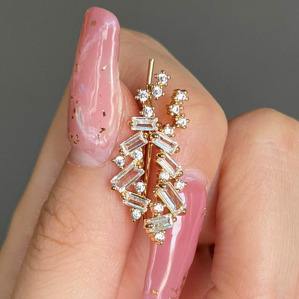 Wholesale Stud Earrings Copper Inlaid Zircon Geometric Style For Women