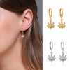 Wholesale Stud Earrings Copper Leaf Design Electroplated For Women