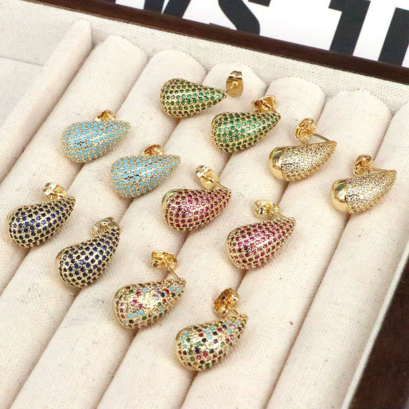 Wholesale Stud Earrings Copper Water Drop Shape Electroplated Jewelry For Women