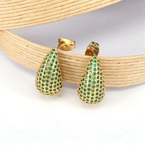 Wholesale Stud Earrings Copper Water Drop Shape Electroplated Jewelry For Women