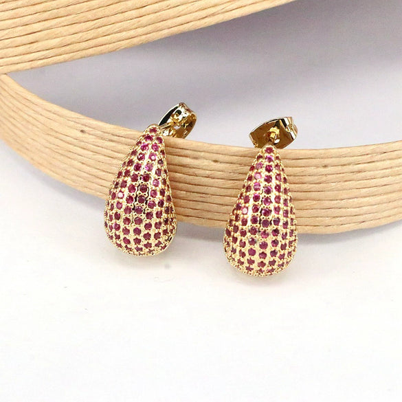 Wholesale Stud Earrings Copper Water Drop Shape Electroplated Jewelry For Women