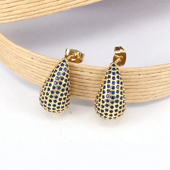 Wholesale Stud Earrings Copper Water Drop Shape Electroplated Jewelry For Women