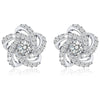 Wholesale Stud Earrings Copper Zirconia Flower Shape Women's Little Fragrance Style
