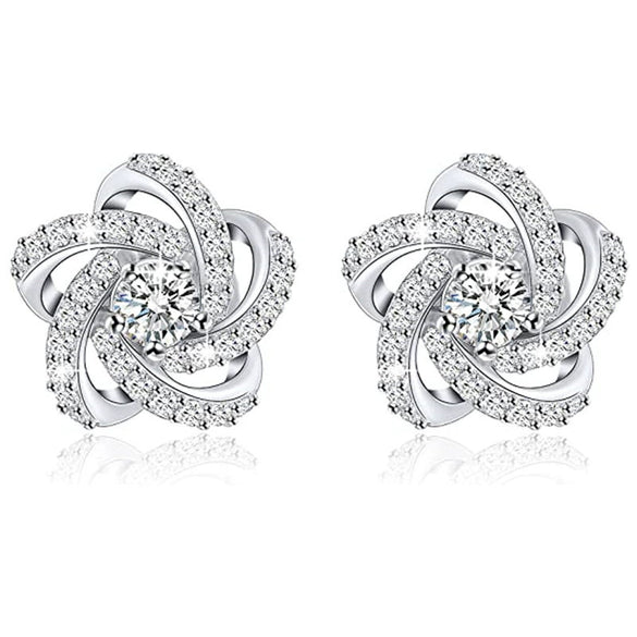 Wholesale Stud Earrings Copper Zirconia Flower Shape Women's Little Fragrance Style