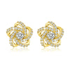 Wholesale Stud Earrings Copper Zirconia Flower Shape Women's Little Fragrance Style