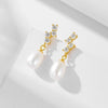 Wholesale Stud Earrings Freshwater Pearl S925 Sterling Silver Geometric Pearl Inlaid For Women