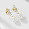 Wholesale Stud Earrings Freshwater Pearl S925 Sterling Silver Geometric Pearl Inlaid For Women