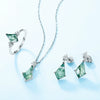 Wholesale Stud Earrings Geometric Green Moss Stone S925 Silver Water Grass Agate Diamond Design For Women